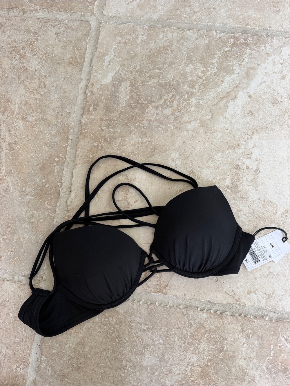 NWT Shade & Shore black Bikini Top 34C